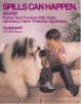 A Sears, Roebuck advertisement showing an Old English Sheepdog lying on a couch, next to a boy sitting with a drippy hot dog and a soda. The ad is titled Spills Can Happen. The ad is for Scotchgard Fabric Protection Service by Sears.